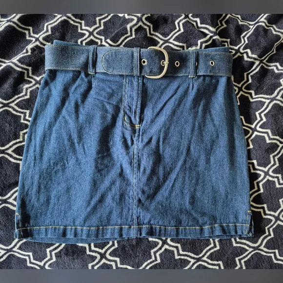 Vintage Y2K Jean Skirt And Belt - Picture 1 of 4